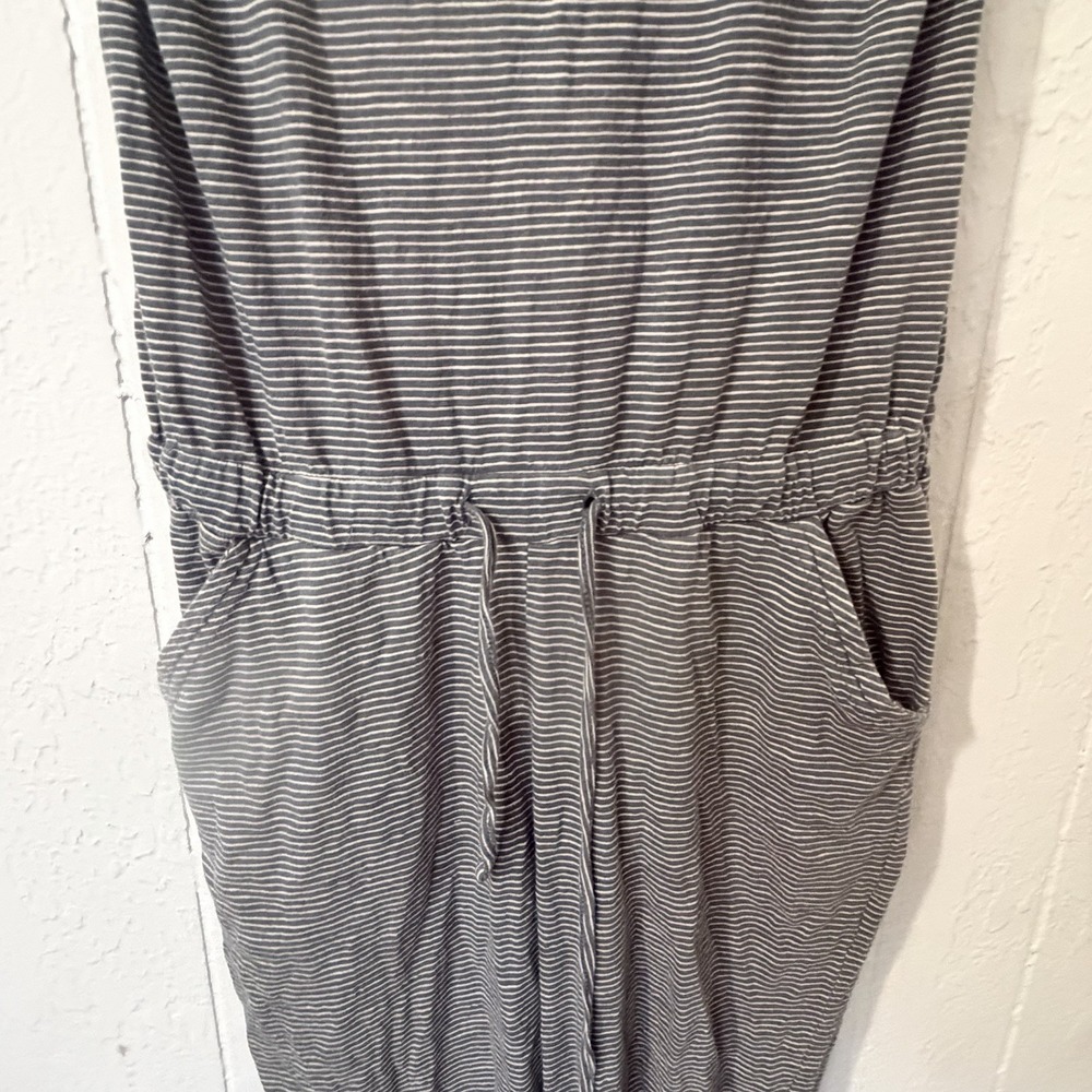 Pact Organic‎ Cotton All Day Easy Jumpsuit Sleeveless Striped Blue Small Pockets - Picture 3 of 8